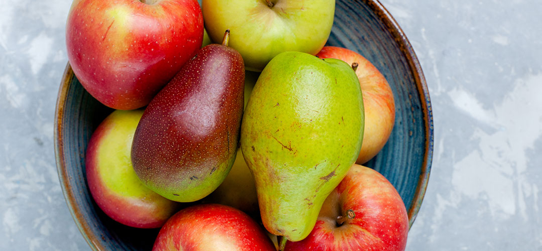 top-view-fresh-fruits-apples-mango-light-white-desk