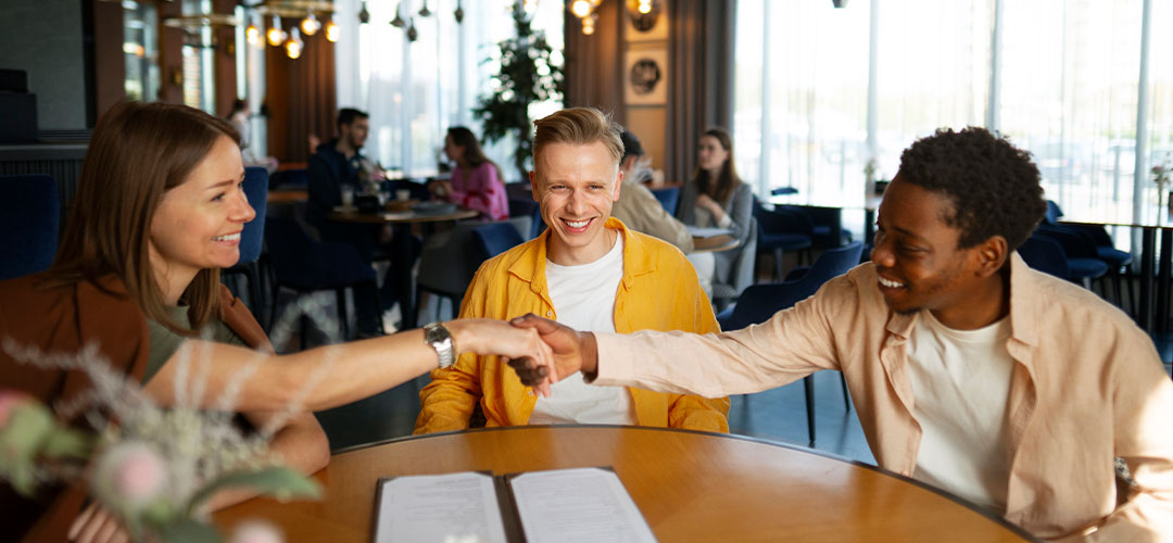 networking in a cafe