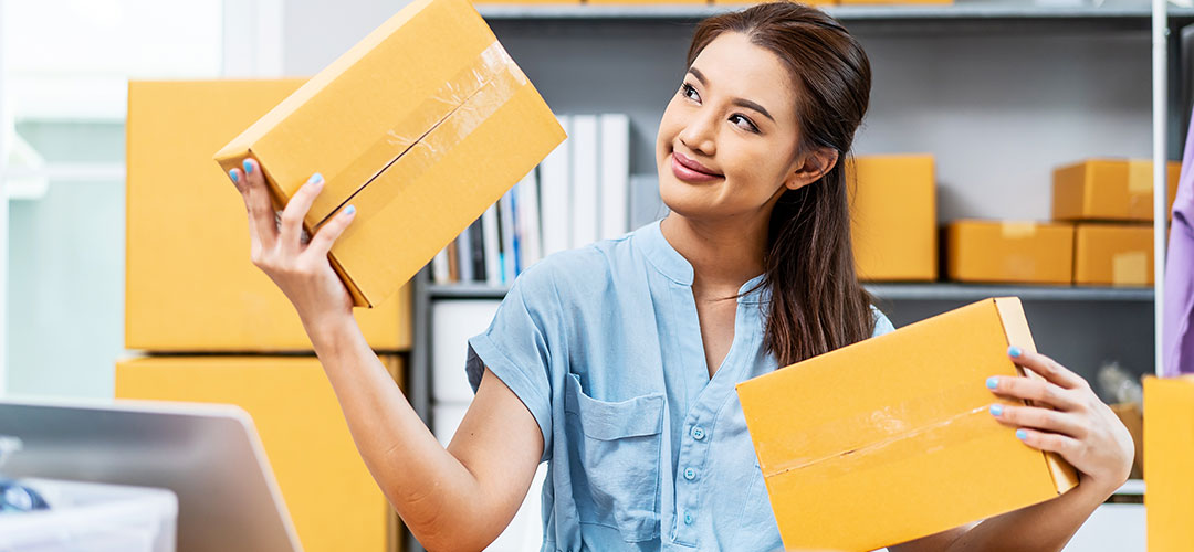 lady organising here deliveries