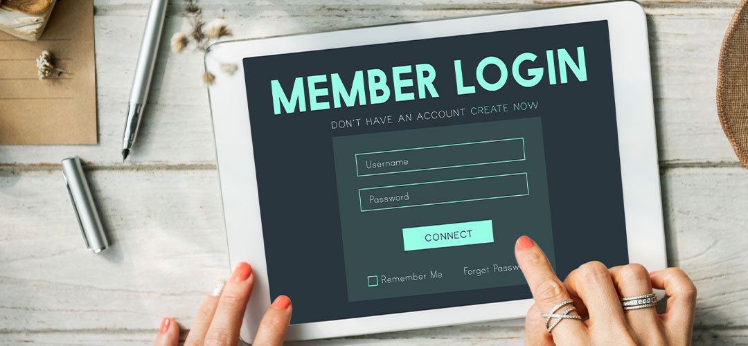 sign in form on tablet