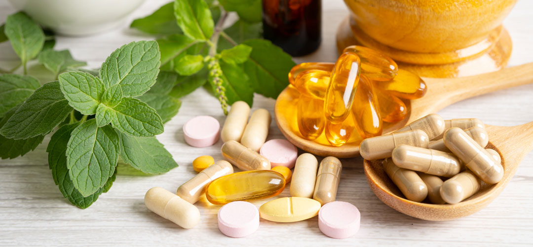 Supplements on a table top