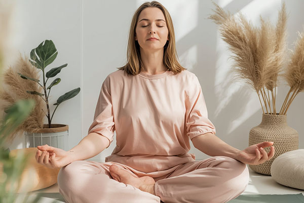 midlife woman meditating
