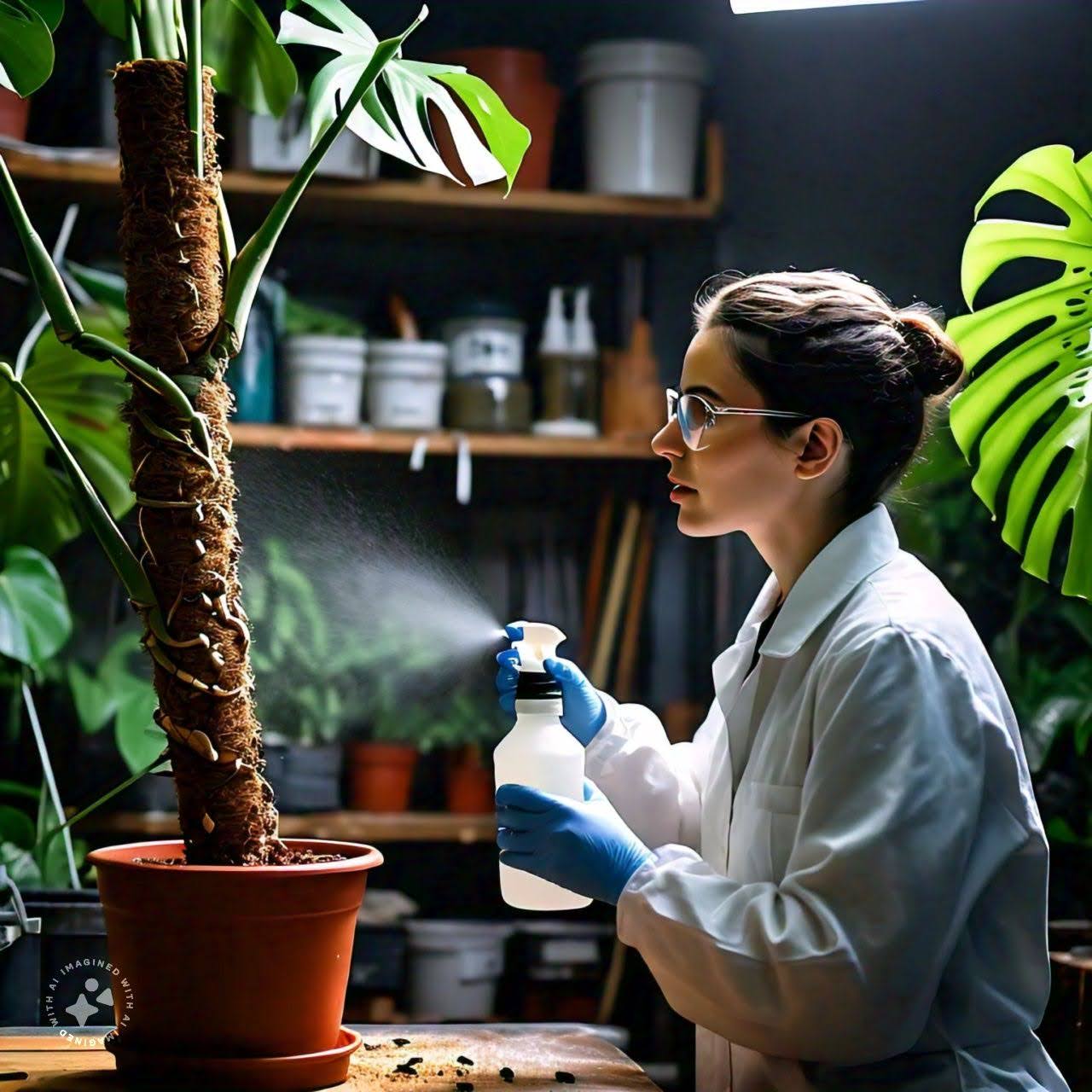 A girl spraying for pest control