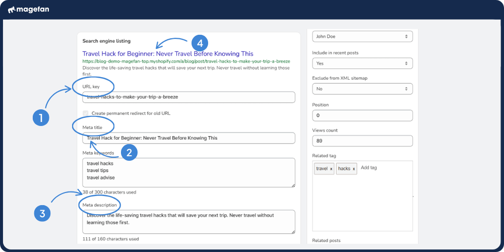 configure seo for blog posts shopify