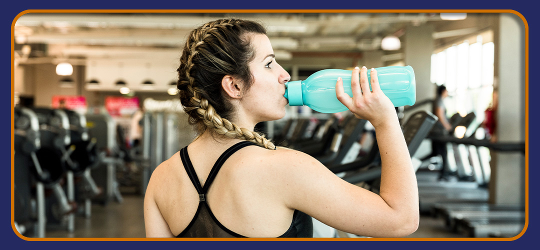 Fitness enthusiast hydrating, in sync with Pro-Fit's health ethos.