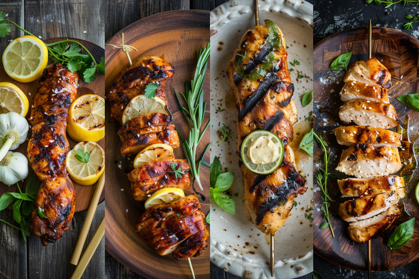 Quatre marinades pour poulet au barbecue : citron, soja miel, mexicaine et yaourt