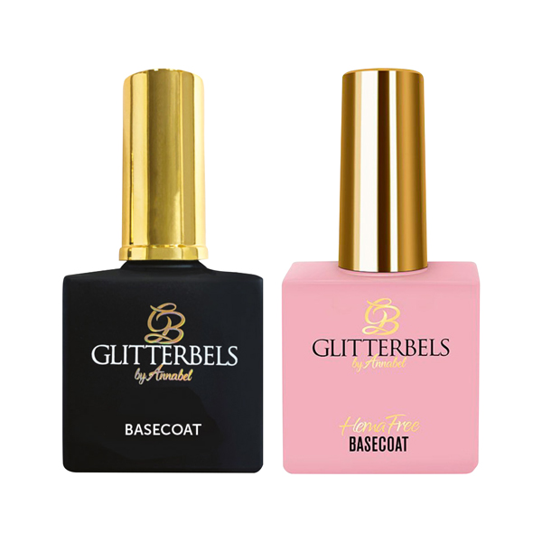 Glitterbels have both a standard basecoat and a Hema free basecoat