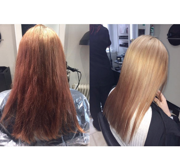Hair colour remover before and after