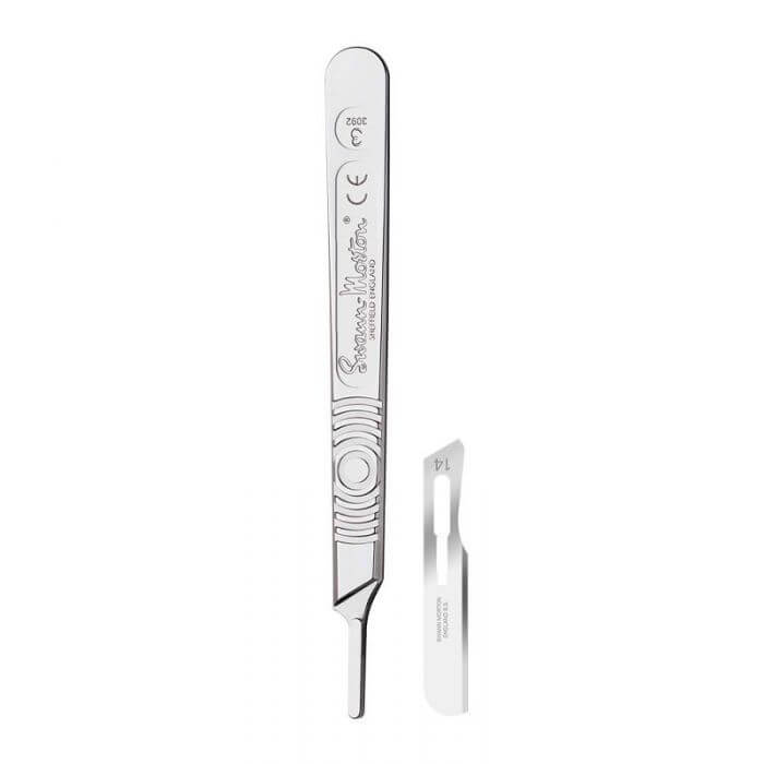 Swann Morton Scalpel Handle and 100 x No.14 Dermaplane Blades