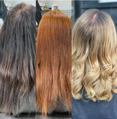 Hair colour remover before and after