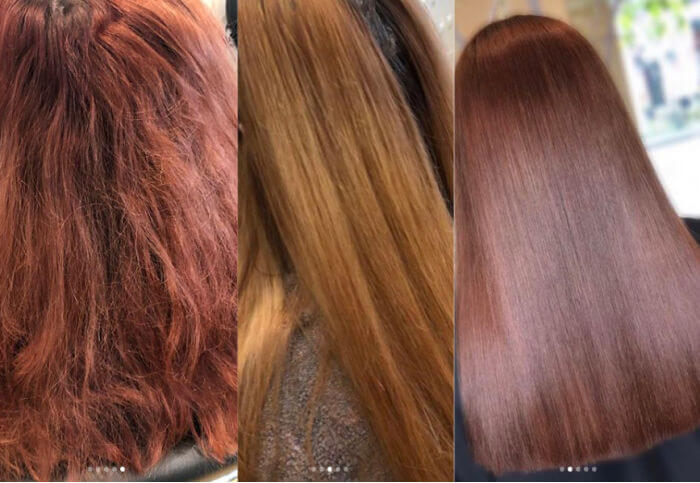 Hair colour remover before and after