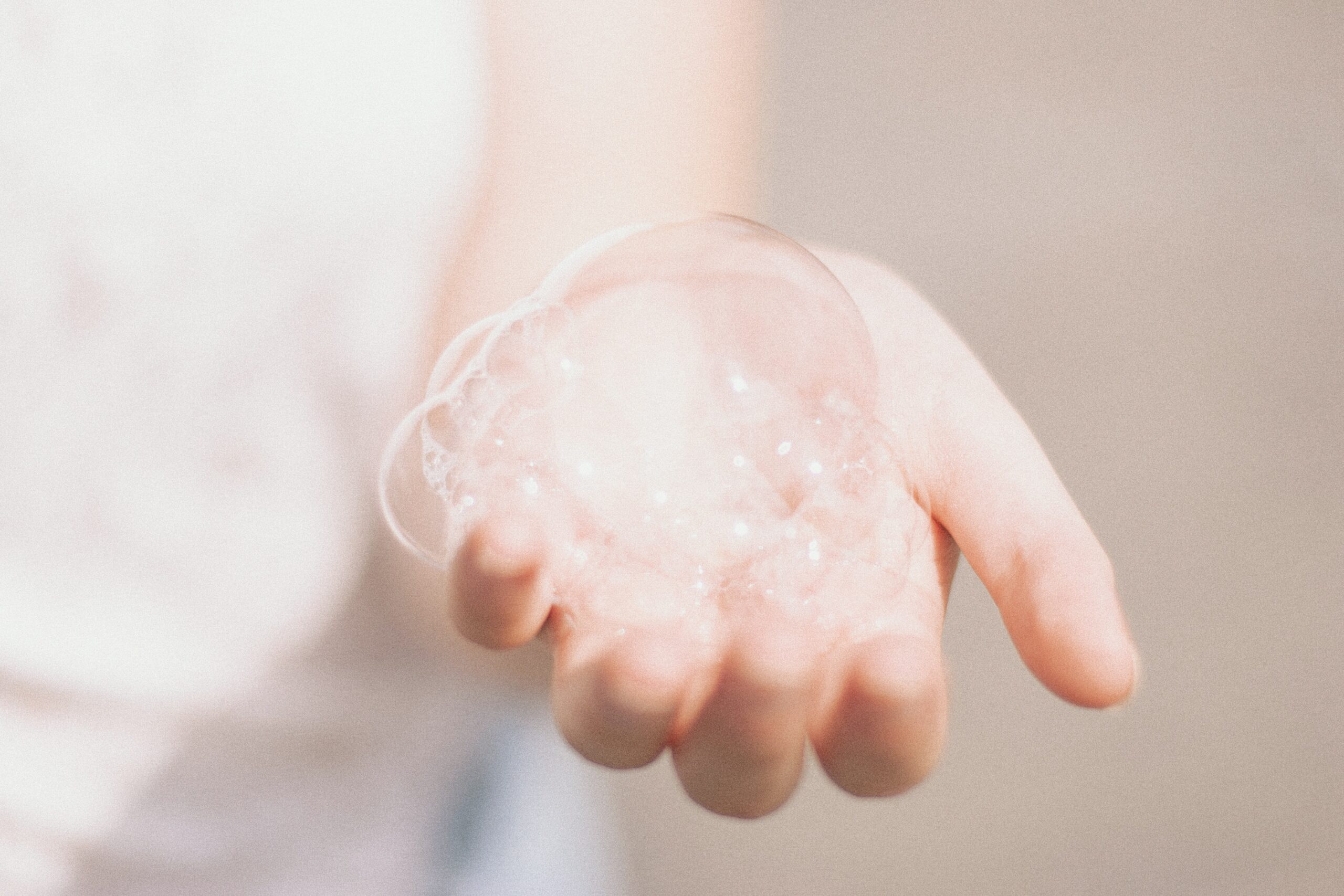 Shampoo suds in palm of hand