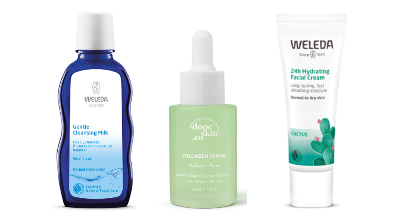 Cleansing Milk, Collagen Serum, Hydrating Facial Cream