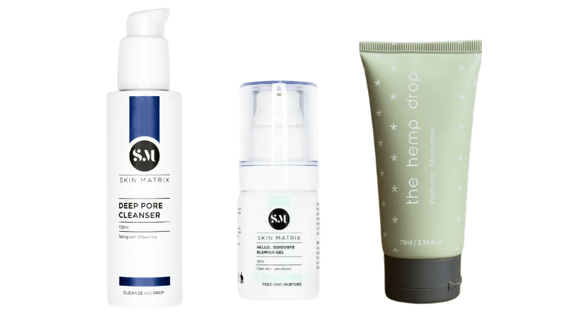 Cleanser, Blemish Gel and Moisturiser for Acneic Skins