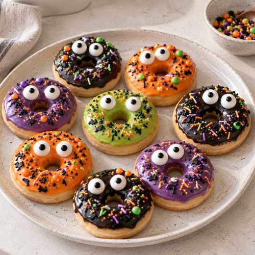 halloween traktatie, donut monsters