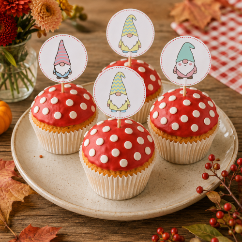 herfst traktatie, paddenstoelen cupcakes