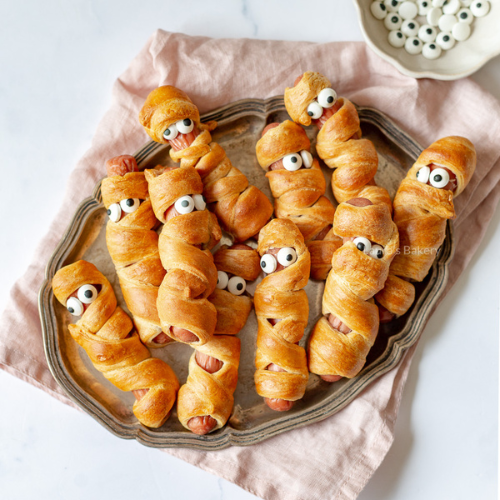 herfst traktatie worst mummies