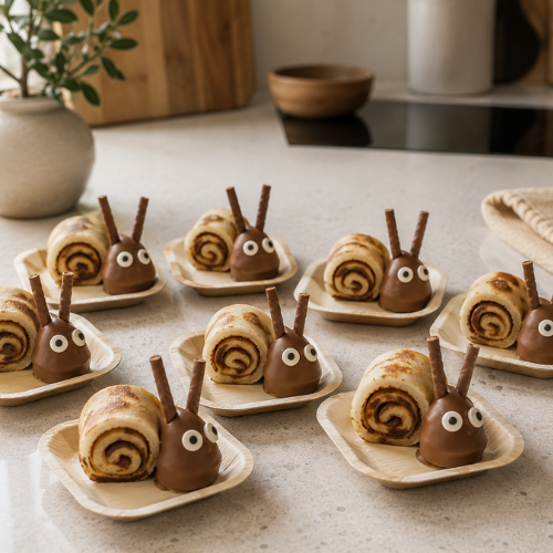 herfst traktatie, pannenkoek slakken