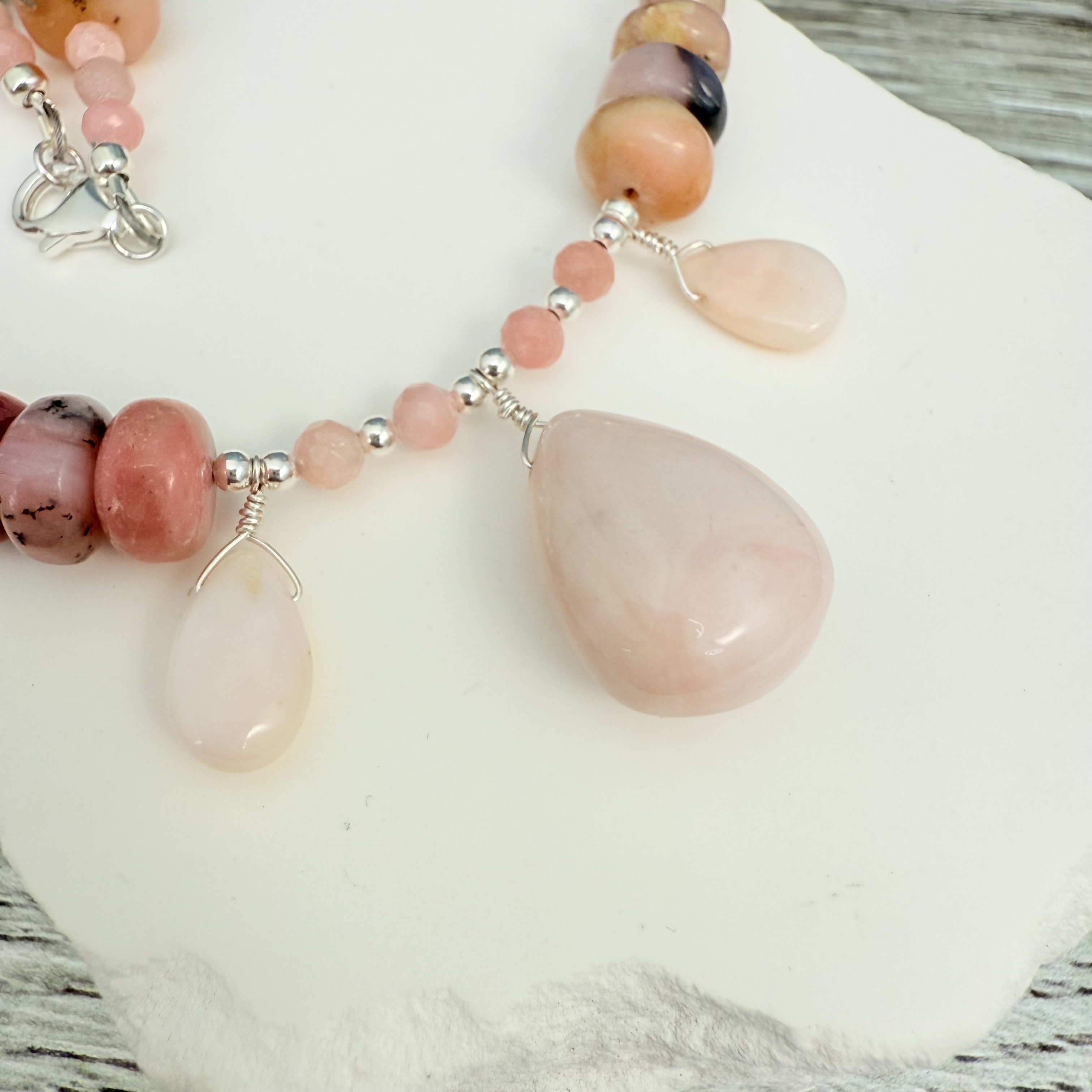 Pink opal necklace