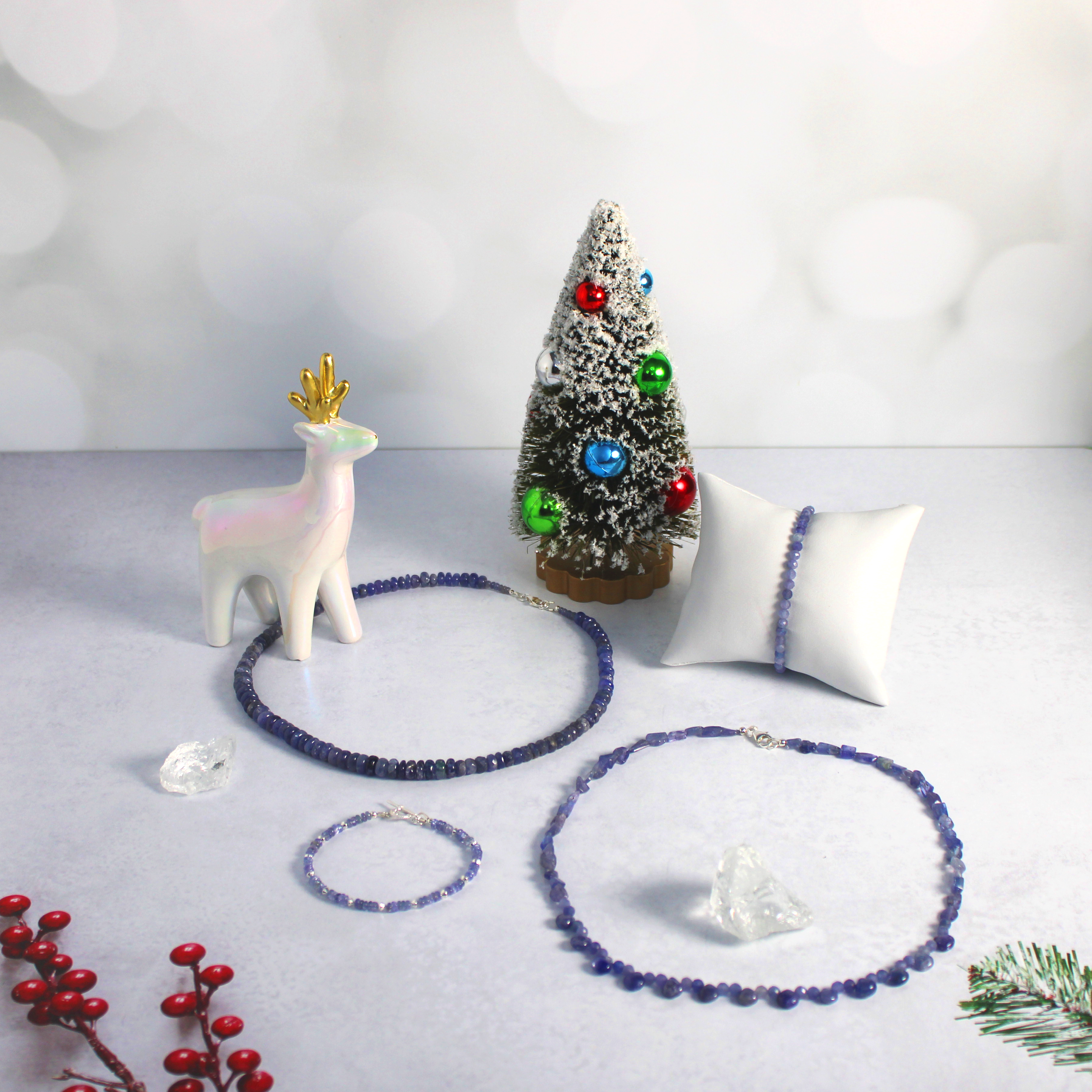 Tanzanite jewelry collection of bracelets and necklaces