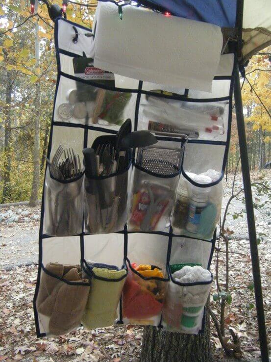 Shoe organizer used for camping