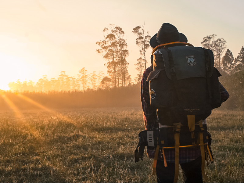 Hiker enjoying an MRE meal