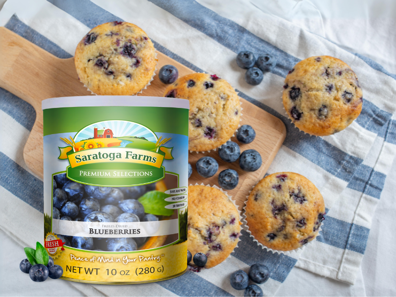 Freshly baked freeze-dried blueberry muffins