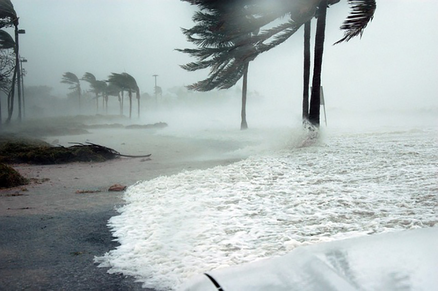 Family sheltering during a hurricane