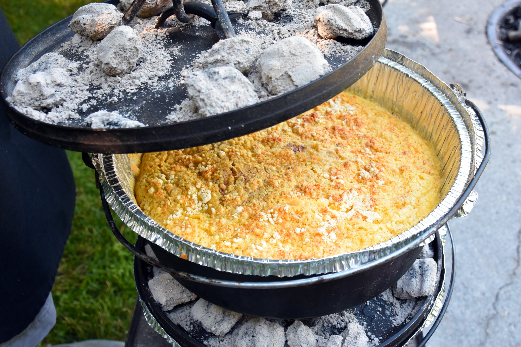 Peach Cobbler in a Dutch Oven