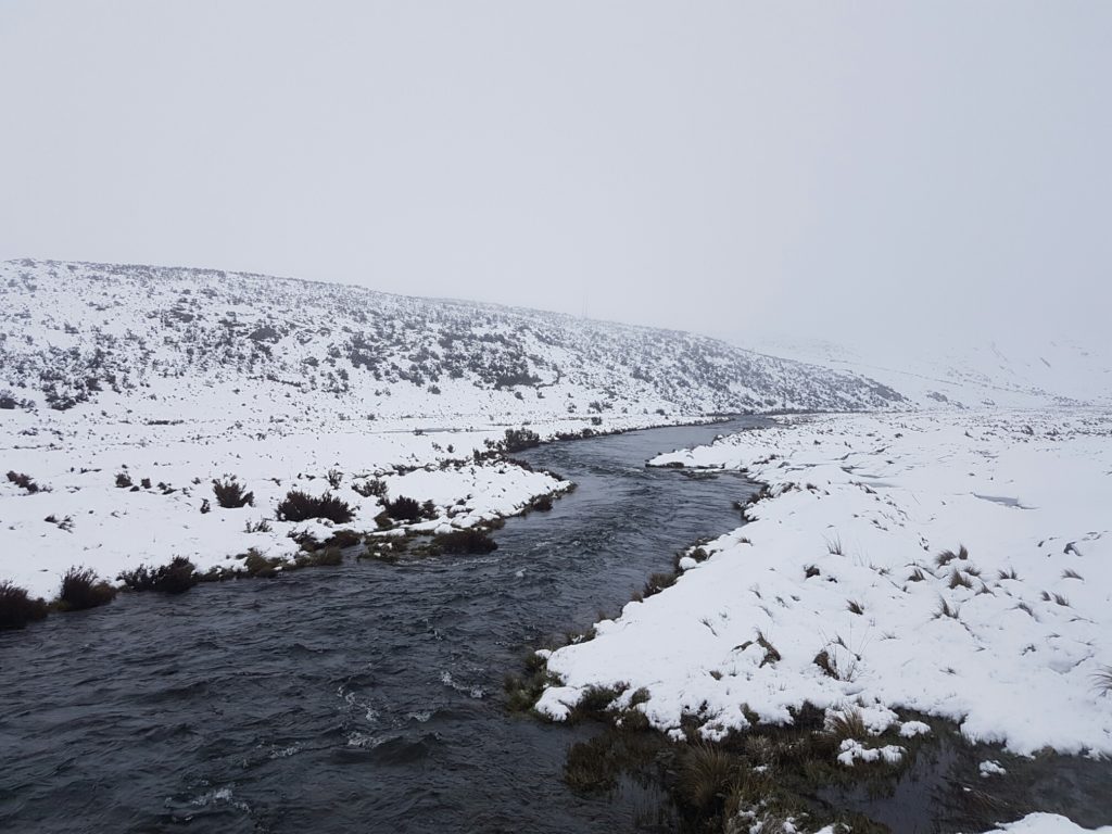 Eucumbene River at bank level at Kiandra