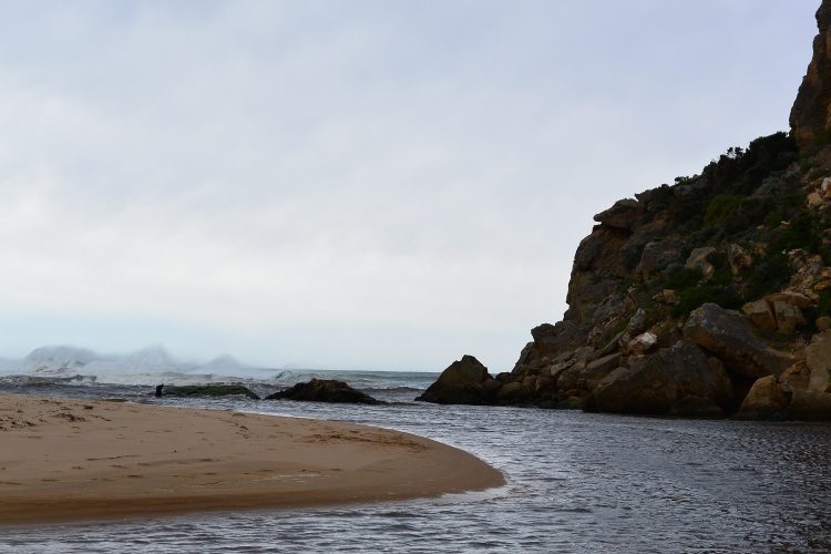 Mouth of the Gellibrand River and monster seas beyond.