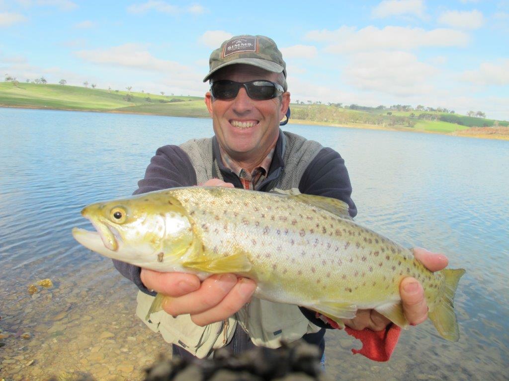 Lauriston was the most productive lake today, and the Scintilla Stick Caddis worked well on polaroided trout like this one.