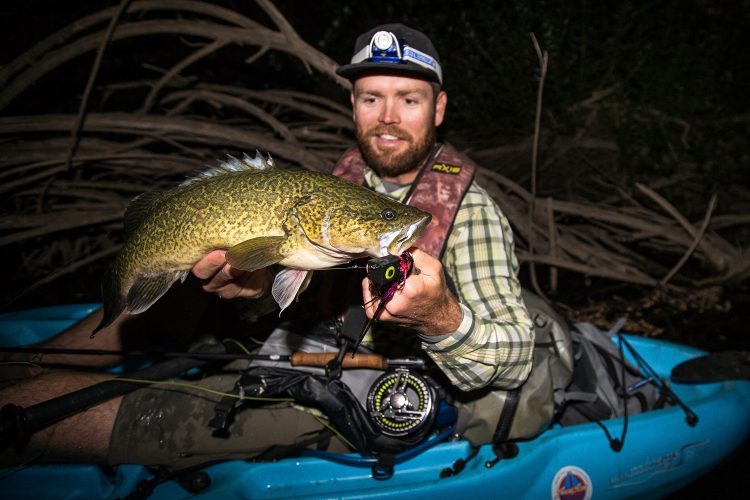 Fishing after dark with surface flies, the takes are usually heard more than felt! 