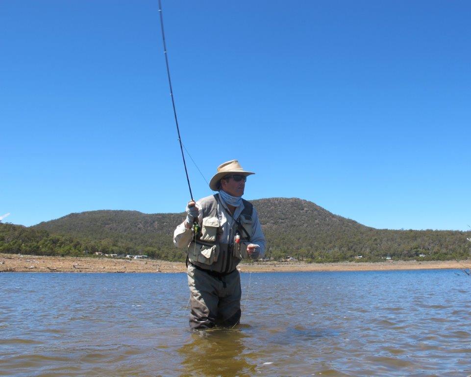 Cramps Bay, Great Lake in February at -17.4m. Wade polaroiding a hundred metres offshore!