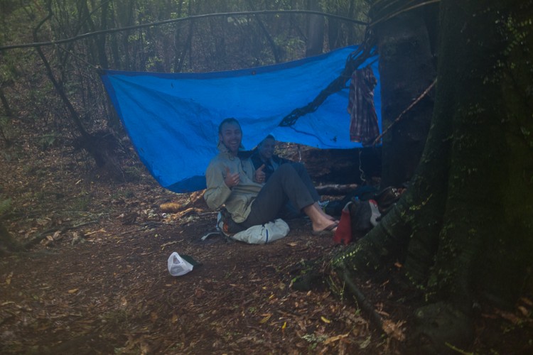 Our makeshift shelter.