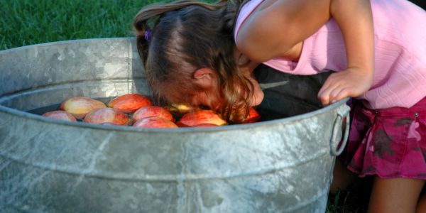 the smelly panda soap company a child bobbing for apples