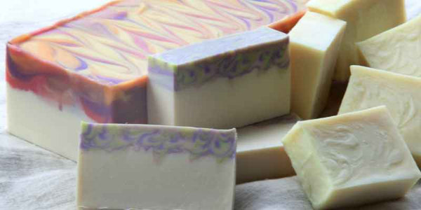 the smelly panda soap company showing different color variations in natural soap