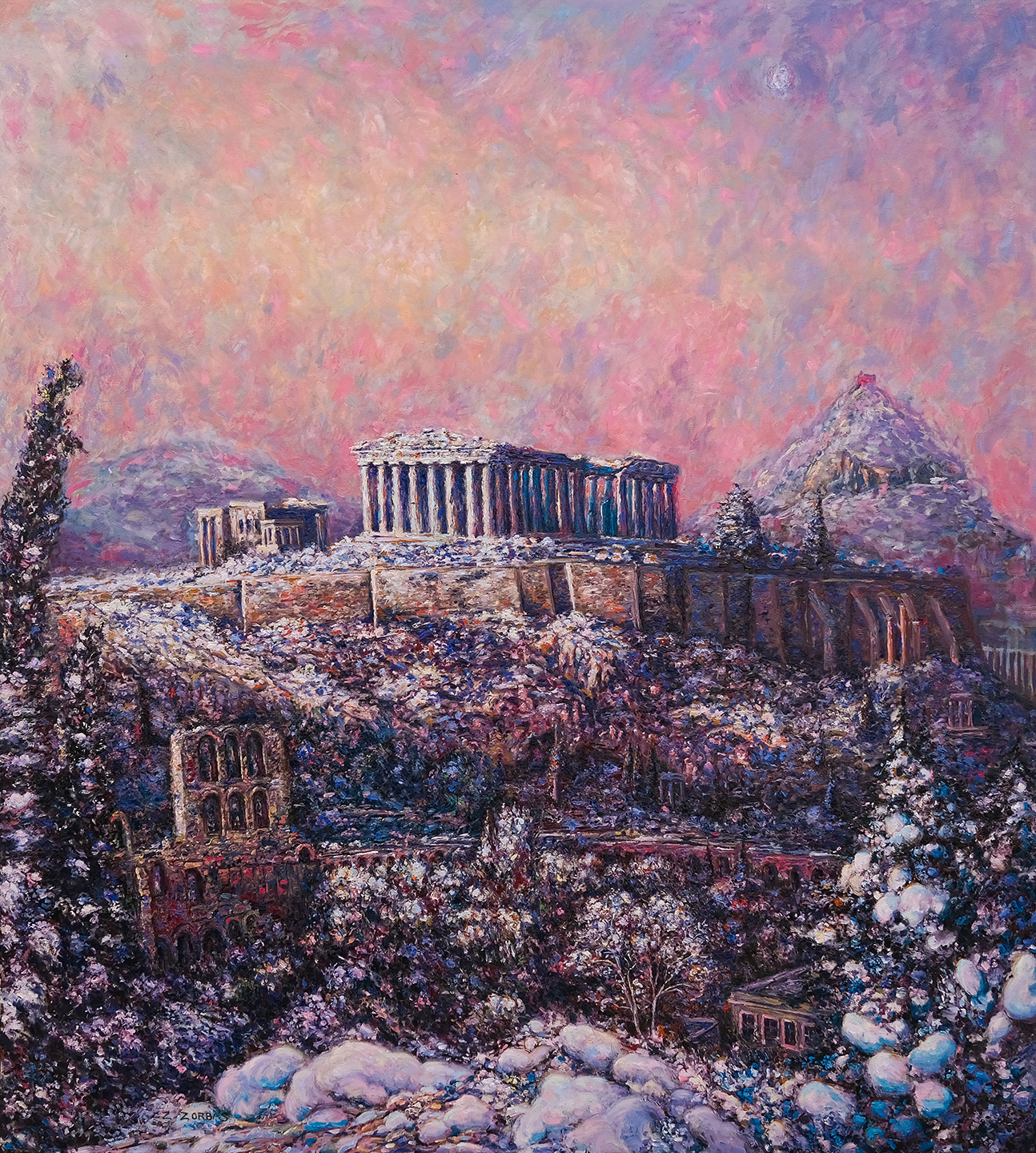 Acropolis painting by artist Zac Zorbas