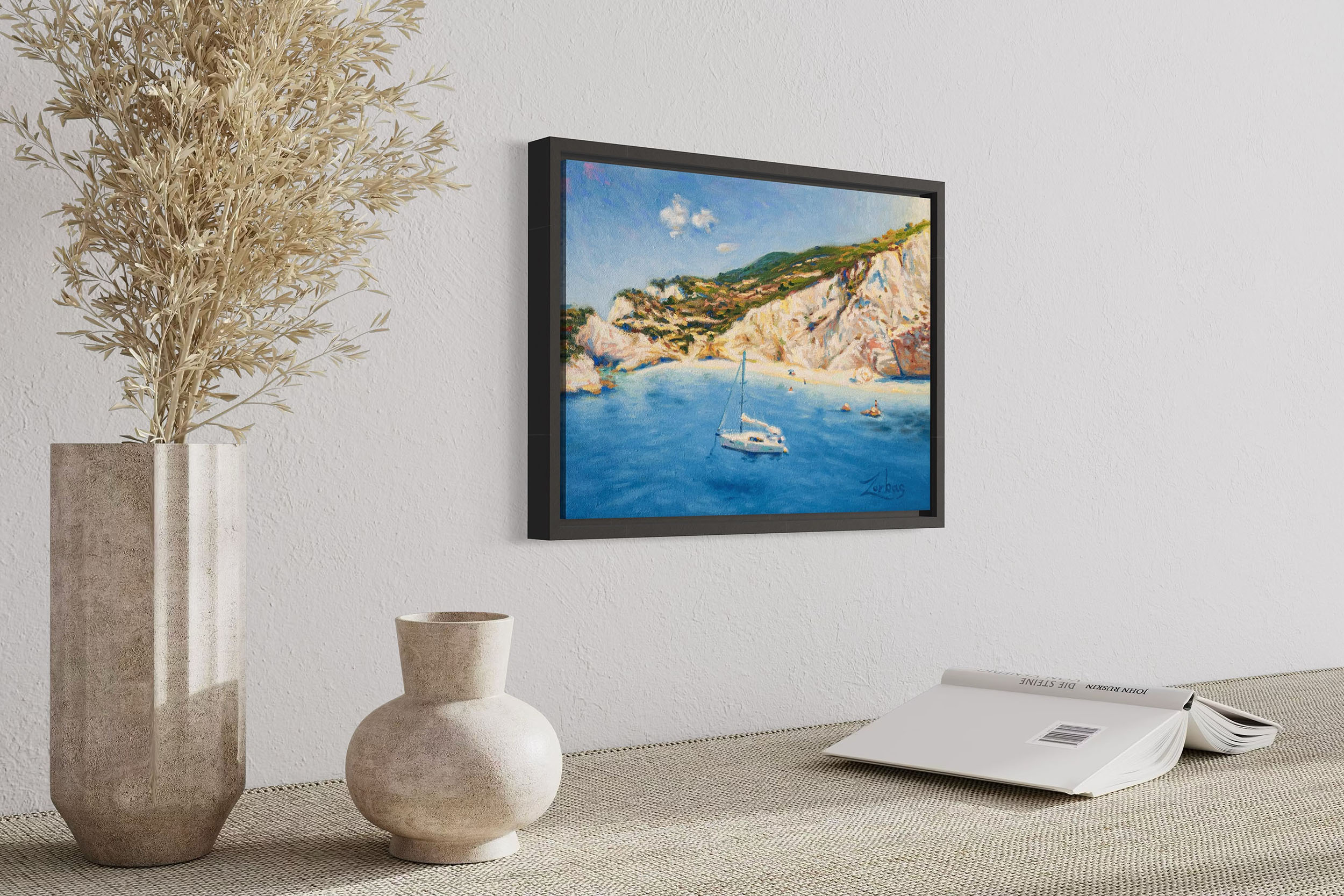Zachary Zorbas' sailing in Lefkada oil painting