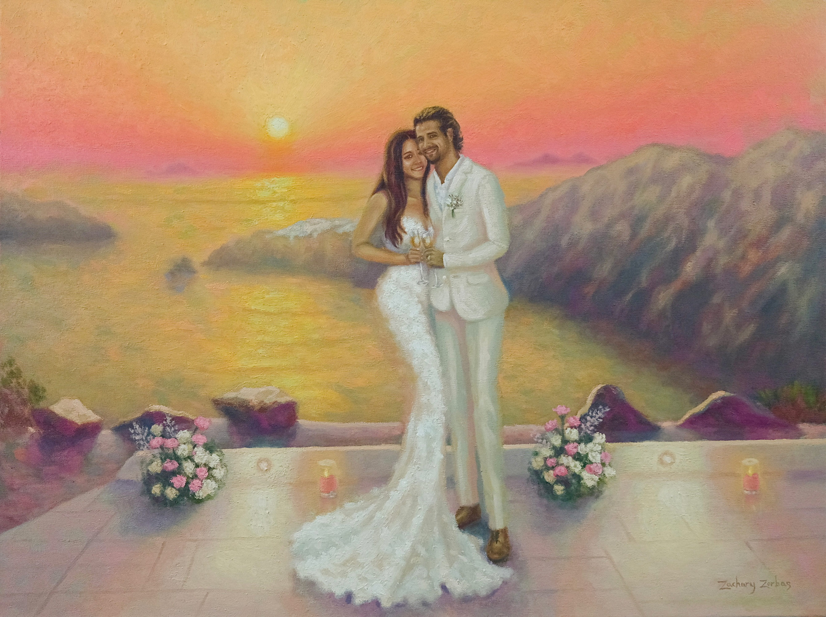 <Santorini> live wedding painting by Zac Zorbas